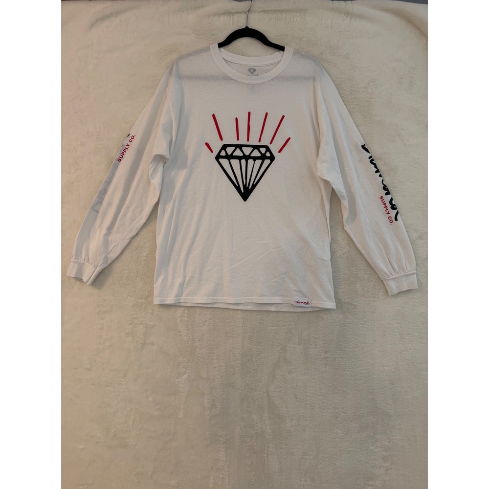 Diamond Supply Co Men Large Long Sleeve Graphic T-Shirt White Skateboard